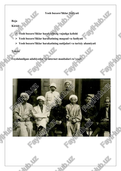 yosh buxoro’liklar faoliyati — DOCX