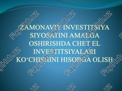 zamonaviy investitsiya siyosati — PPTX