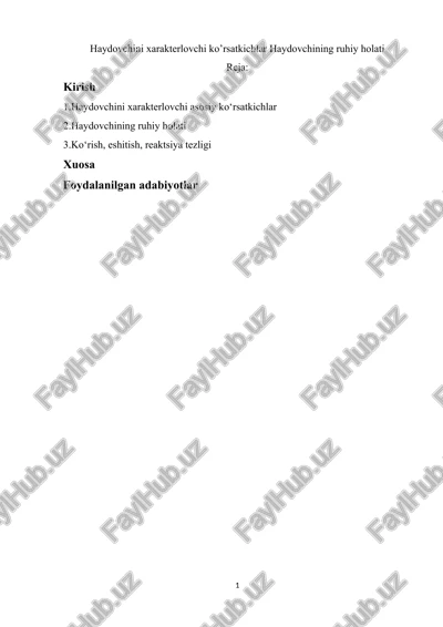 haydovchining ruhiy holati — DOCX
