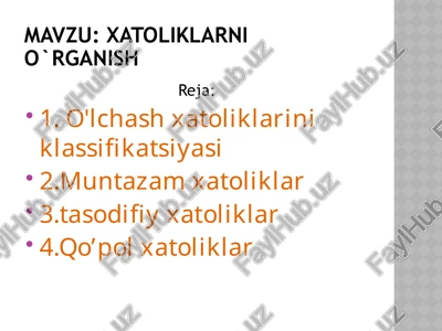 xatoliklarni o`rganish — PPTX