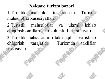 xalqaro turizm bozori — PPT