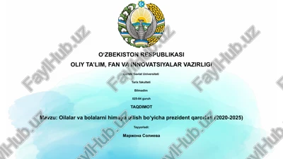 oilalar va bolalarni himoya qilish bo‘yicha prezident qarorlari (2020-2025) — PPTX