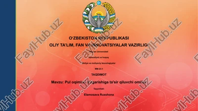 pul oqimlari o'zgarishiga ta'sir qiluvchi omillar — PPTX