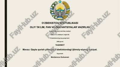 o‘zbekistonning eng yangi tarixi — PPTX