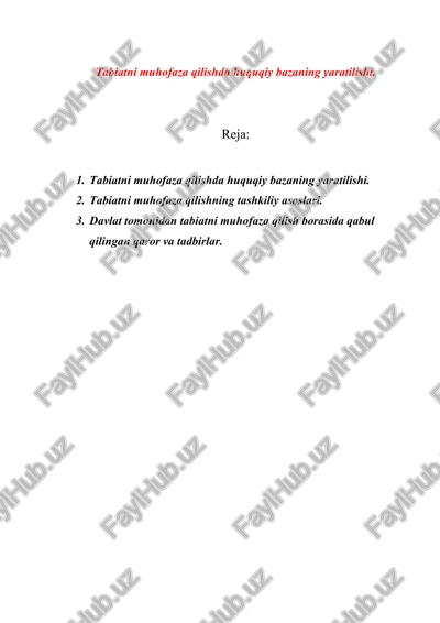 tabiatni muhofaza qilishda huquqiy bazaning yaratilishi — DOC