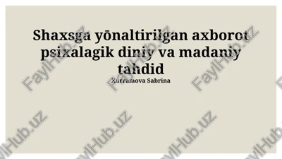 shaxsga yo'naltirilgan tahdidlar — PPTX