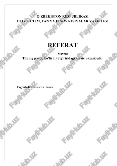 tilning kelib chiqishi nazariyalari — DOCX