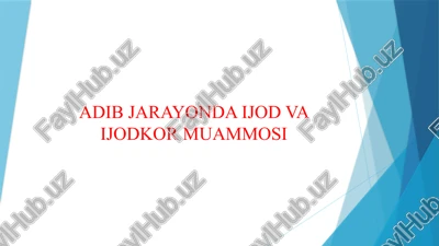 adib jarayonida ijod va ijodkor muammosi — PPTX