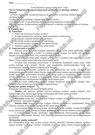 kompyuter. kompyuterning asosiy qurilmalari va ularning vazifalari — DOC