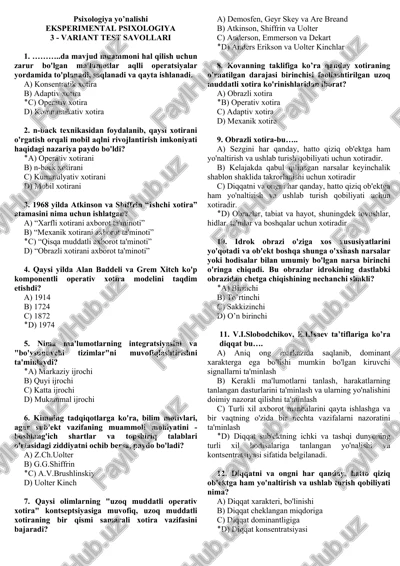eksperimental psixologiya — DOC