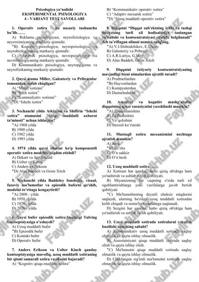 eksperimental psixologiya — DOC