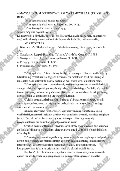 ta’lim qonuniyatlari va tamoyillari (prinsplari) — DOC
