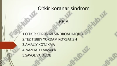 o’tkir koranar sindrom — PPTX