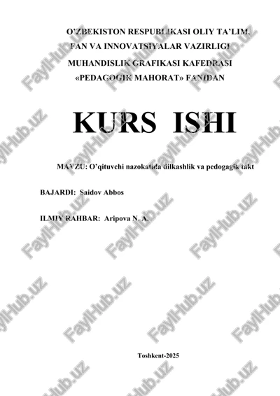 o’qituvchi nazokatida dilkashlik va pedogagik takt — DOCX