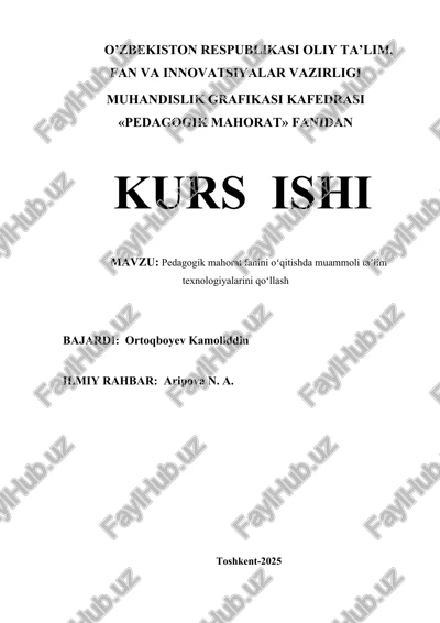 pedagogik mahorat fanini oʻqitishda muammoli taʼlim texnologiyalarini qoʻllash — DOCX
