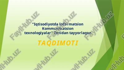 iqtisodiyotdainformatsionkommunikao’zbekistonda telekommunikatsiya va simsiz texnologiyalarning rivojlanishiga ta’sir etuvchi asosiy omillar.tsiontexnologiyalar — PPTX
