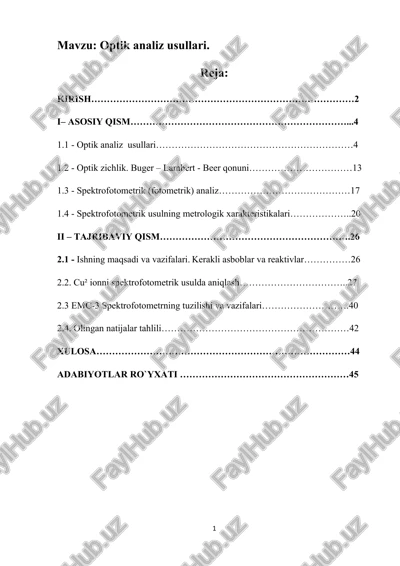 optik analiz usullari — DOCX