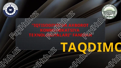 informatsion-kommunikatsion texnologiyalarining dasturiy ta’minoti. — PPTX