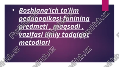boshlang‘ich ta'lim pedagogika fani — PPTX