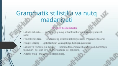 grammatik stilistika va nutq madaniyati — PPTX