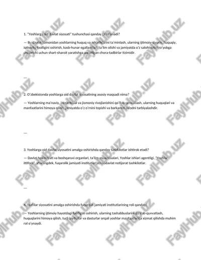 argos yoshlar ishlari agentligi suhbat savol va javoblari — DOCX