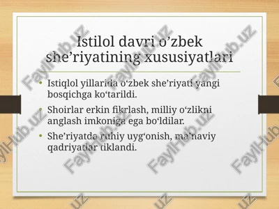 istiqlol davri o'zbek she'riyati — PPTX