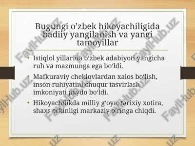 istiqlol davri o'zbek hikoyachiligi — PPTX