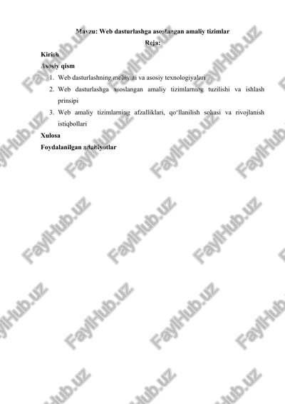 web dasturlashga asoslangan amaliy tizimlar — DOCX
