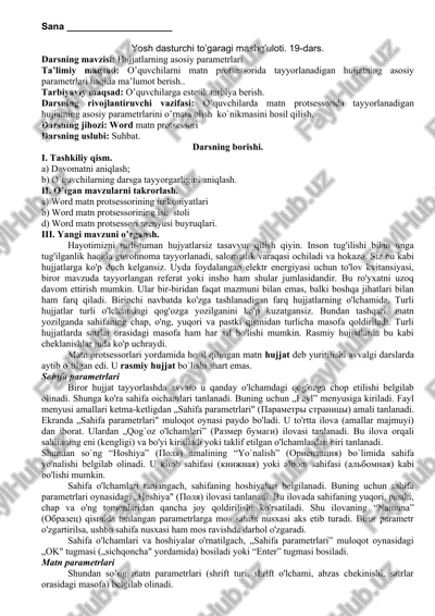 hujjatlar asosiy parametrlari — DOC