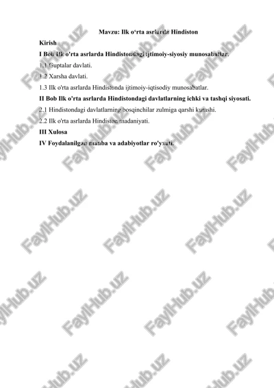 ilk o‘rta asrlarda hindiston — DOCX