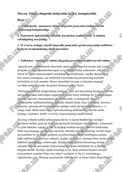 ishlab chiqarish faoliyatida kasbiy kompitentlik — DOC