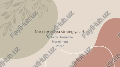 narx turlari va strategiyalari — PPTX