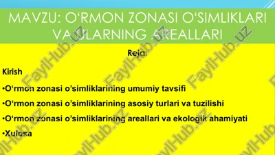 oʻrmon zonasi oʻsimliklari va ularning areallari — PDF