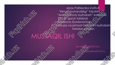 jamoat binolarini loyihalash " mehmonxona" — PPTX