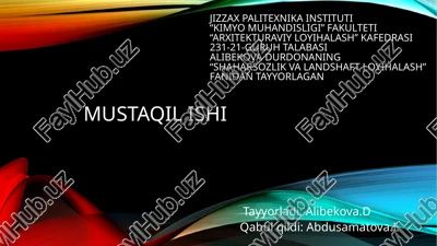 sharsozlik va landshaft " istirohat bogʻi " — PPTX