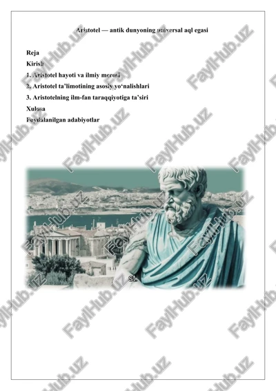 aristotelning falsafiy merosi — DOCX