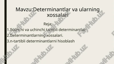 determinantlar va ularning xossalari — PPTX