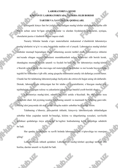kimyoviy laboratoriyada tajriba olib borish — DOCX