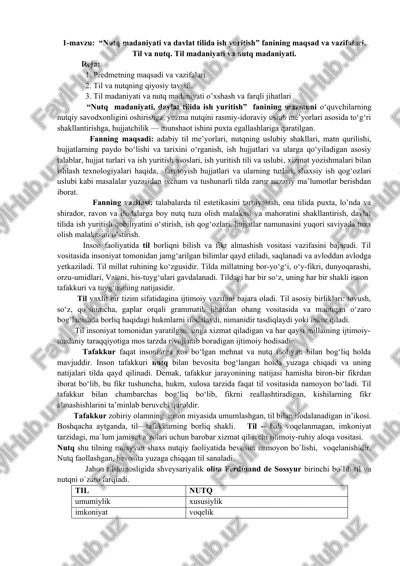 nutq madaniyati va davlat tilida ish yuritish — DOCX