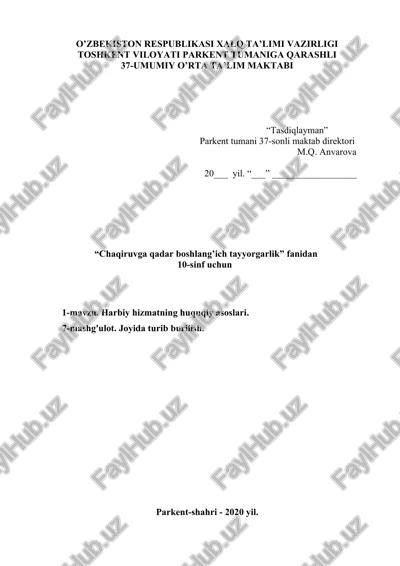 harbiy hizmatning huquqiy asoslari — DOCX