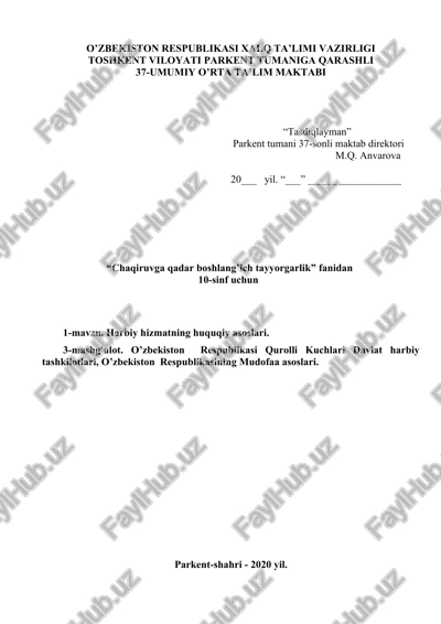 harbiy hizmatning huquqiy asoslari — DOCX