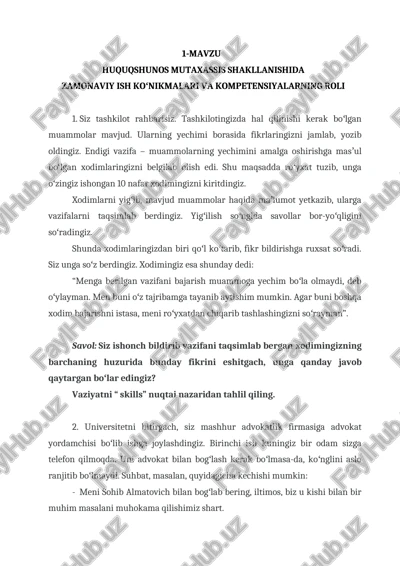 huquqshunos mutaxassis shakllanishida — DOCX