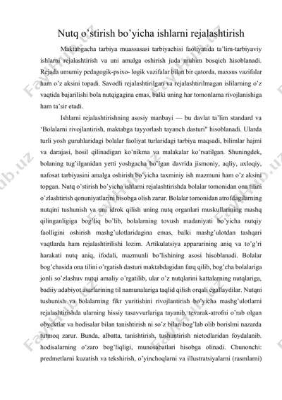 nutq o’stirish bo’yicha ishlarni rejalashtirish — DOCX