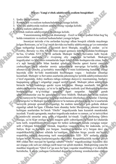 yangi o‘zbek adabiyotida realizm bosqichlari — DOCX