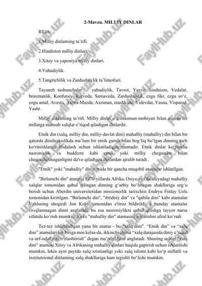 milliy dinlarning ta'rifi — DOCX
