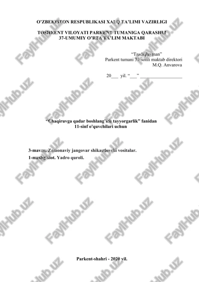 zamonaviy jangovar shikastlovchi vositalar — DOCX