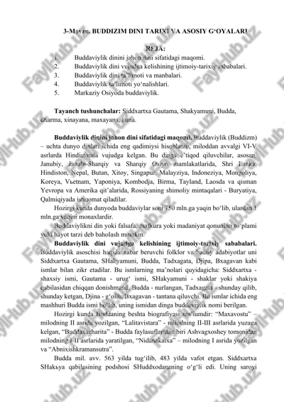 buddizm dini tarixi va asosiy g‘oyalar — DOCX