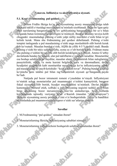 infilatsiya va aksilinflyatsiya siyosati — DOCX