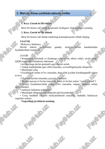 davlat sektori tashkilotlari moliyalashtirishi — DOCX