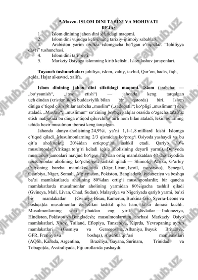 islom dinining jahon dini sifatidagi maqomi — DOCX